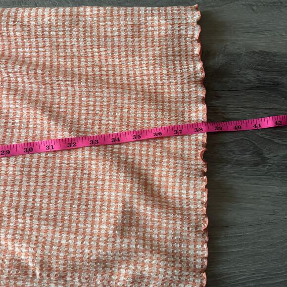 Wilfred Japanese Seersucker Check Slip Dress XS Orange White Midi - Picture 6 of 10